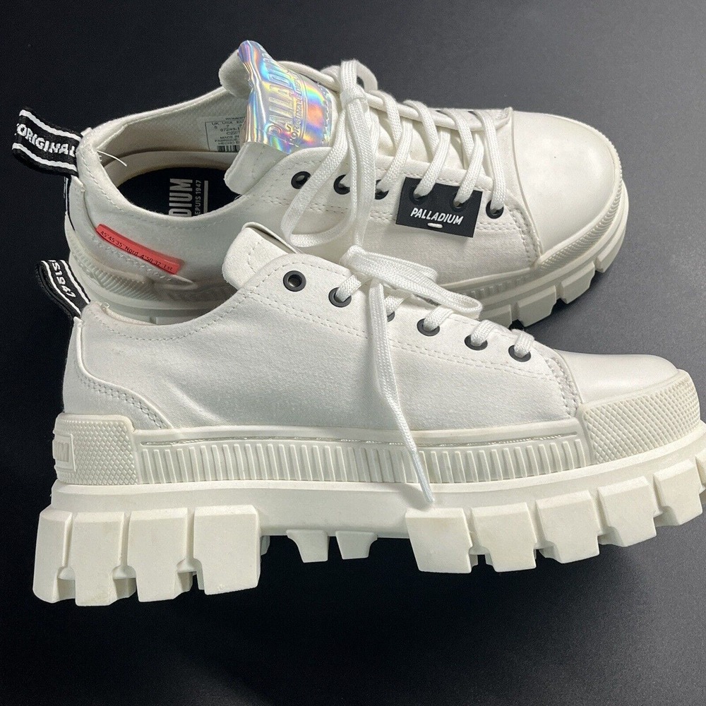 Palladium Revolt Chunky Platform Sneakers Women 7 LO TX Star White 97243-116-M